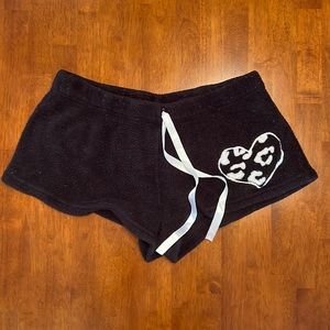 Fluffy Y2K Shorts With Heart Design